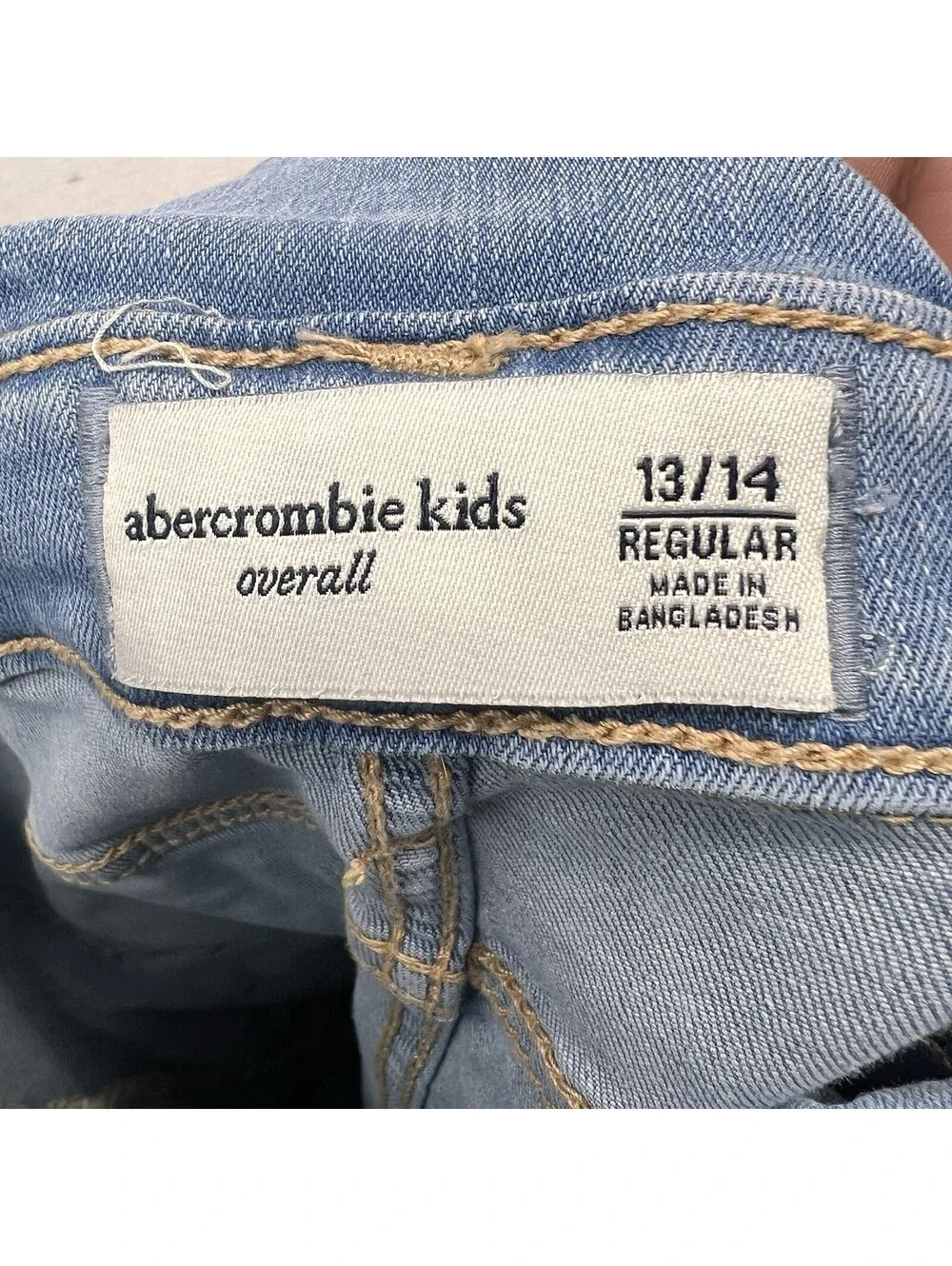Abercrombie Kids Girls Overalls Size 13 / 14 Denim Jean Bib Faded EUC